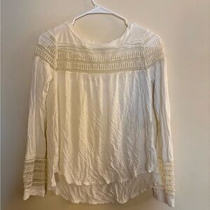 Free People Cream Lace Detail Blouse
